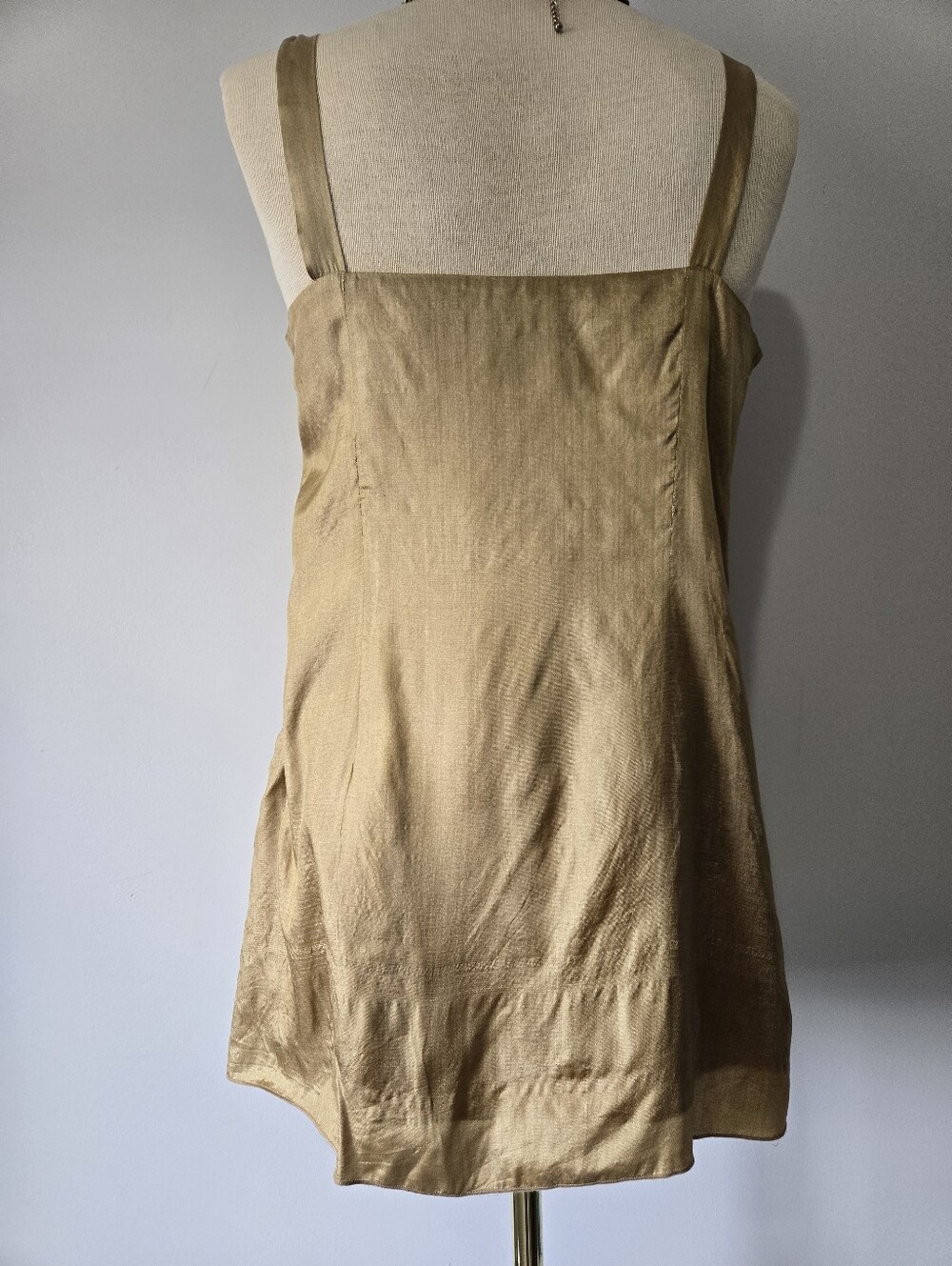 Eileen Fisher 100% Silk Shimmery Tan-Gold Camisole Top. Size XS - Picture 7 of 12